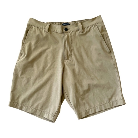 Banana Republic Men’s Comfort Flat Front Shorts 34 Khaki Tan 9’’ Inseam Casual - Picture 1 of 14